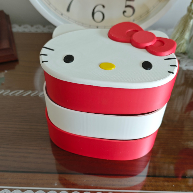 Hello Kitty Döner Çok Katlı Mücevher Kutusu - 3D Baskılı Masüstü Saklama Kutusu