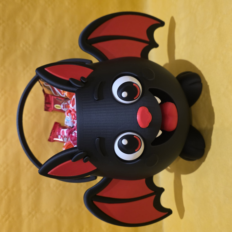 Yarasa Şekilli Halloween Şeker Kovası - 3D Baskı Dekor