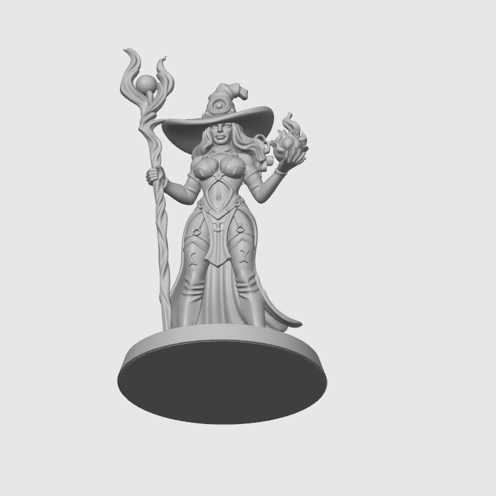 Karanlık Büyücü Kadın D&D 40mm 3D Baskı Mini Figür - Fantazi Rol Yapma Oyunu