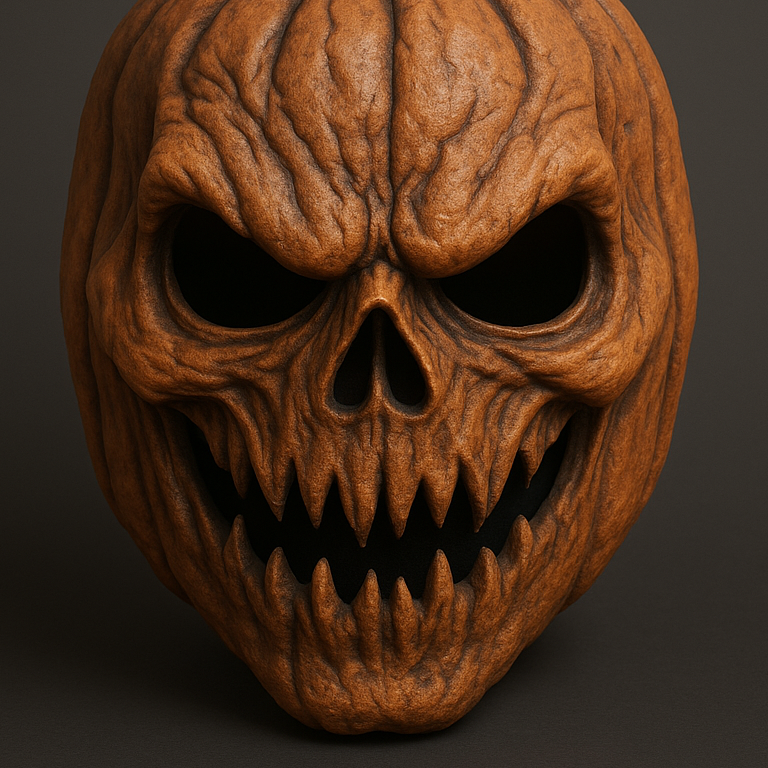 Korkunç Cadılar Bayramı Balkabağı Maske - 3D Baskılı Yüz Maskesi