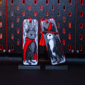 Romantik Yarasa Çifti - Hueforge Kitap Ayracı Seti - 3D Baskılı