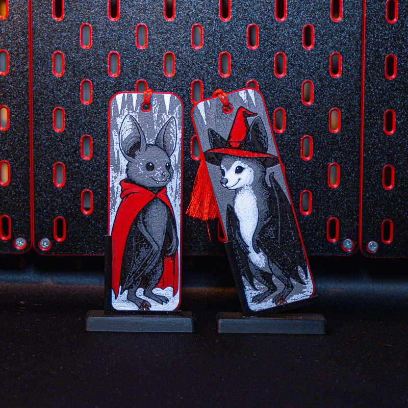 Romantik Yarasa Çifti - Hueforge Kitap Ayracı Seti - 3D Baskılı