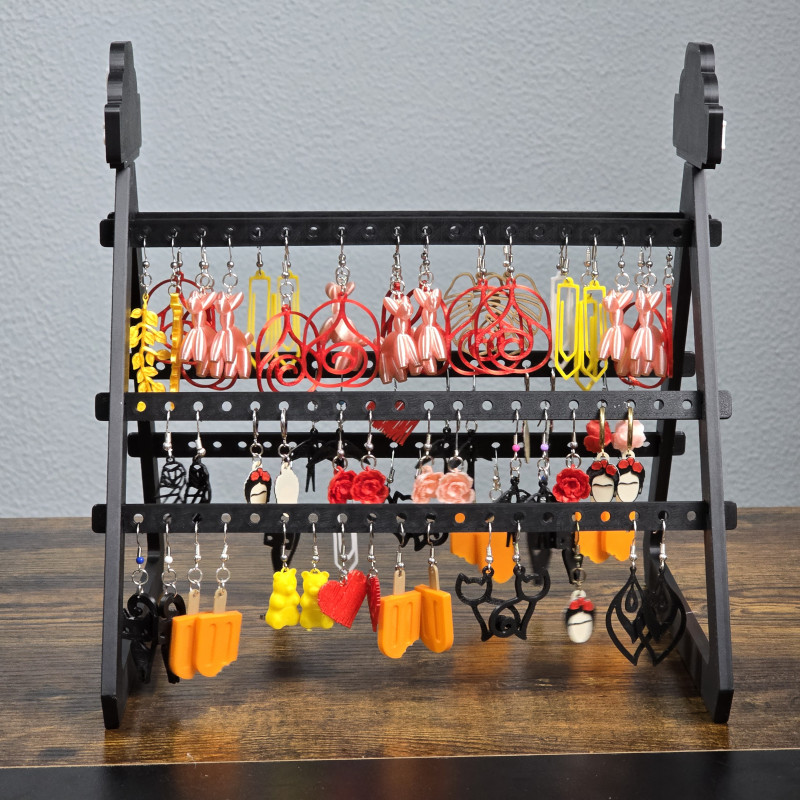 Küpe ve Takı Standı - Döner Çubuklu, Fiyat Etiketli 3D Baskı