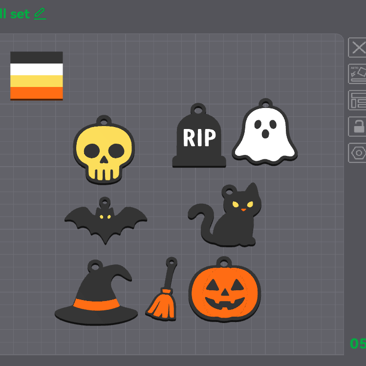 Cadılar Bayramı Temalı Minimalist Anahtarlık Seti - 3D Baskı