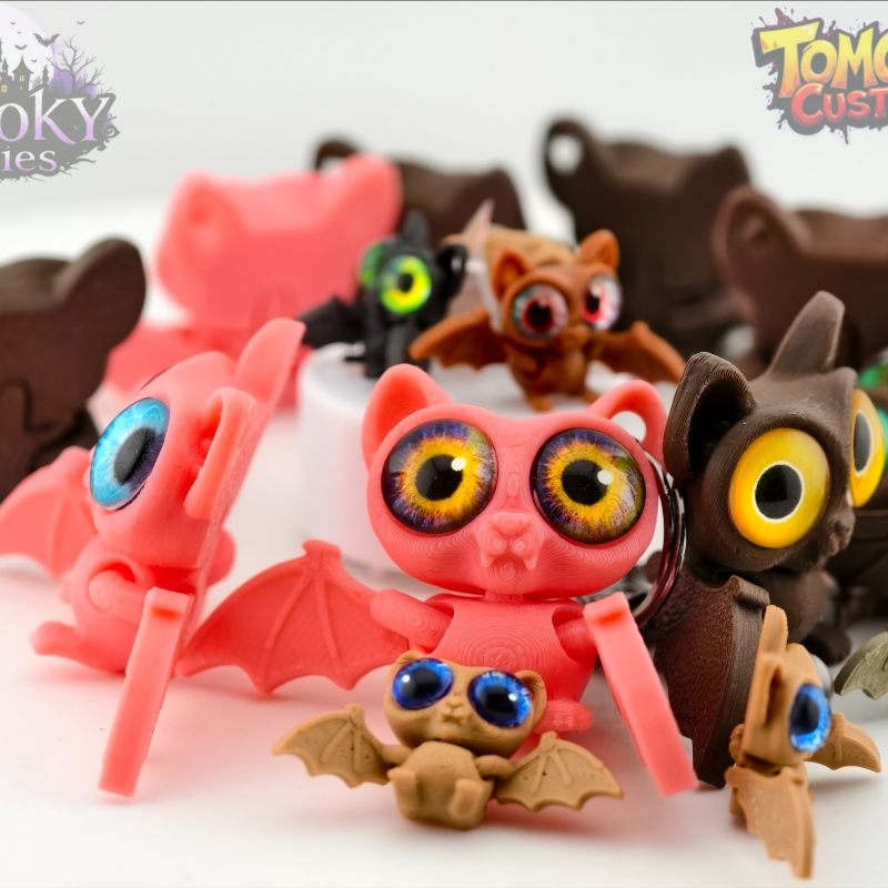 Sevimli Eklemli Yarasa Anahtarlık - 3D Baskı Mini Figür