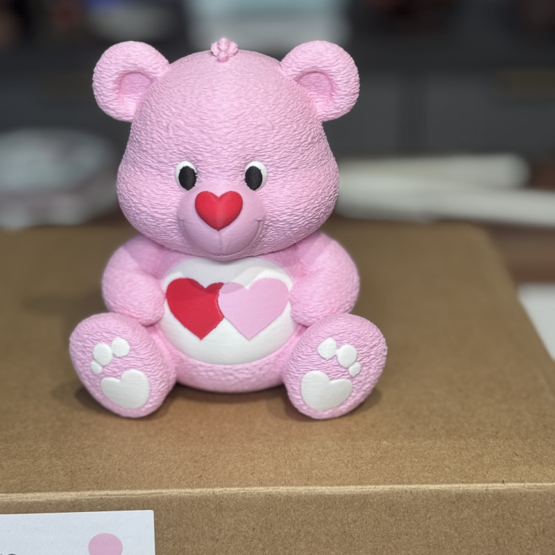 Pembe Çift Kalpli Somurtkan Ayı 3D Baskı Modeli