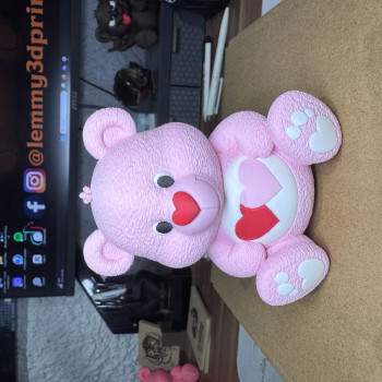 Pembe Çift Kalpli Somurtkan Ayı 3D Baskı Modeli