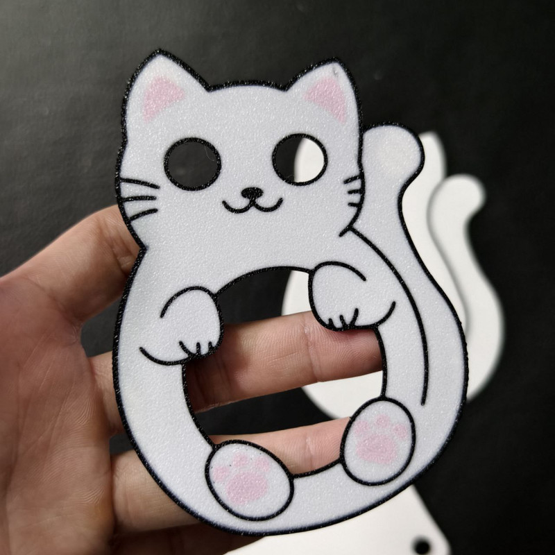 Komik Kedi Göz Oyuncağı - Hareketli Gözler 3D Baskı Anahtarlık