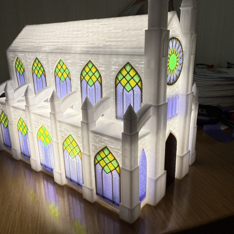 Değiştirilebilir Pencereli Katedral 3D Baskı Dekor - Tatil Temalı