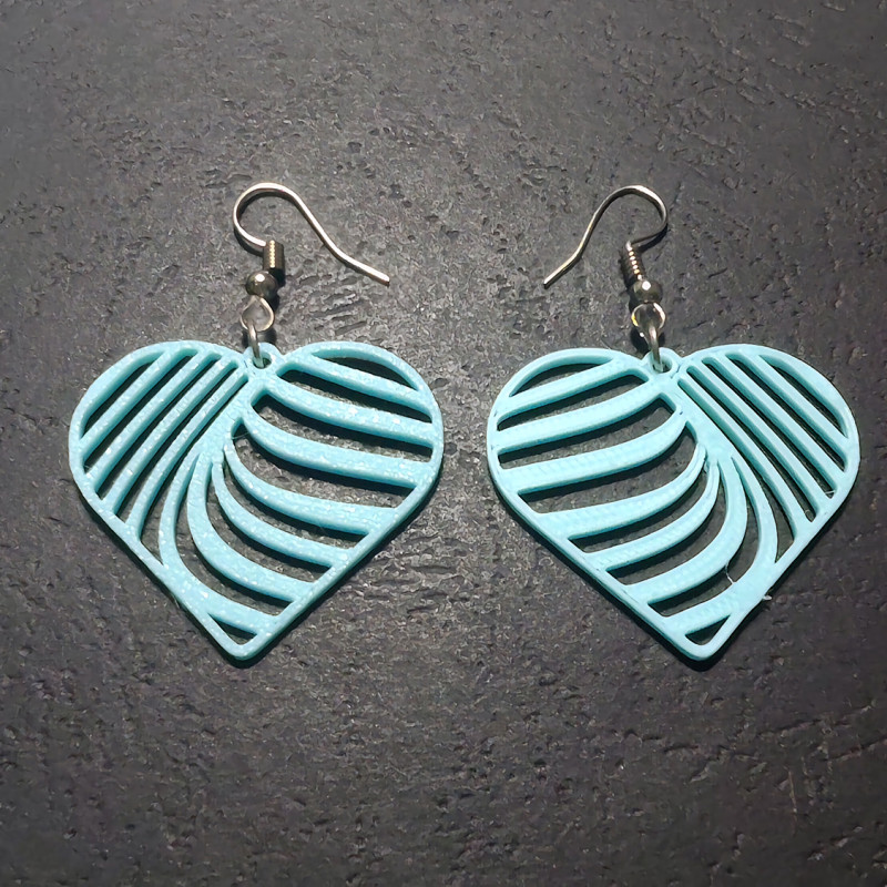 Parmak İzi Kalpli 3D Baskı Küpe - Bağlanma Tasarımı