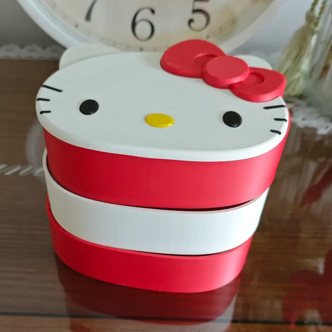 Hello Kitty Döner Çok Katlı Mücevher Kutusu - 3D Baskılı Masüstü Saklama Kutusu