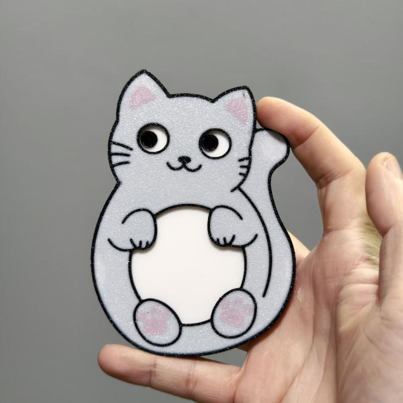 Komik Kedi Göz Oyuncağı - Hareketli Gözler 3D Baskı Anahtarlık