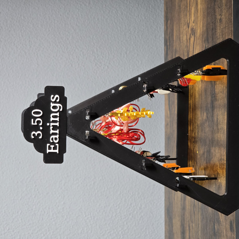 Küpe ve Takı Standı - Döner Çubuklu, Fiyat Etiketli 3D Baskı