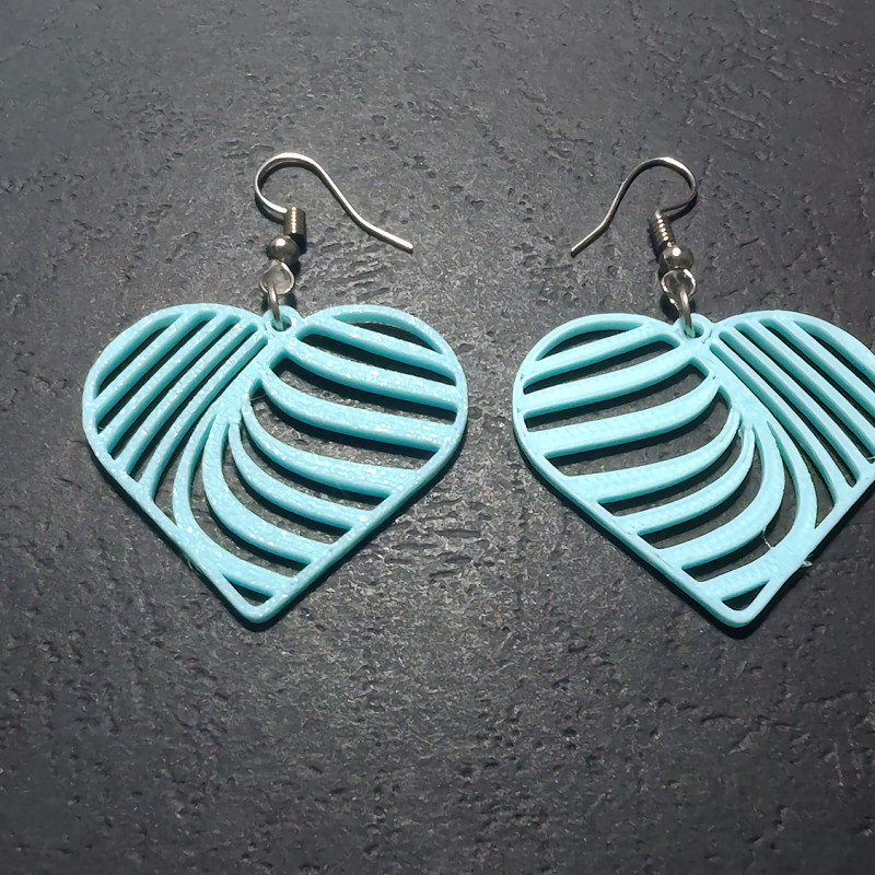 Parmak İzi Kalpli 3D Baskı Küpe - Bağlanma Tasarımı