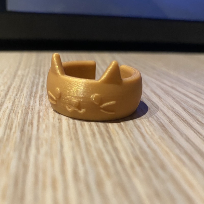 Sevimli Kedi Yüzüklü 3D Baskı Mikro Halka - PLA Esnek Tasarım