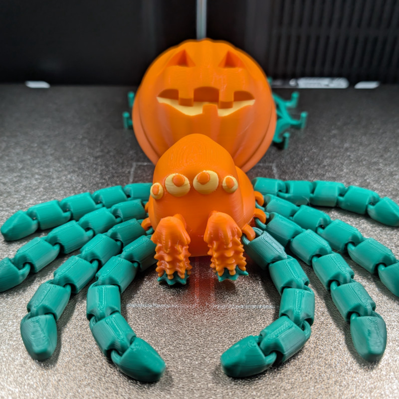 Eklemli Kabak Örümceği - Geri Çekilebilir Ağlı 3D Baskı Dekor Eklemli Kabak Örümceği - Geri Çekilebilir Ağlı 3D Baskı Dekor