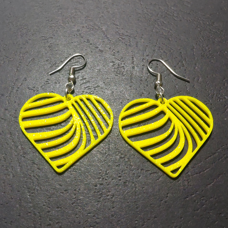 Parmak İzi Kalpli 3D Baskı Küpe - Bağlanma Tasarımı