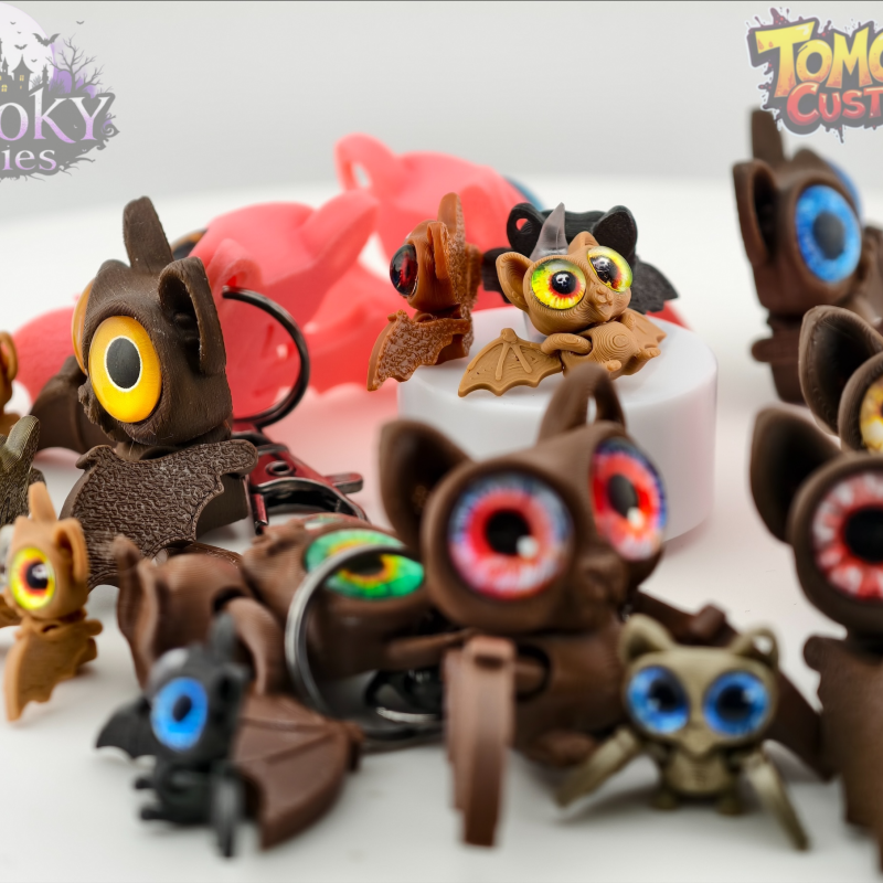 Sevimli Eklemli Yarasa Anahtarlık - 3D Baskı Mini Figür