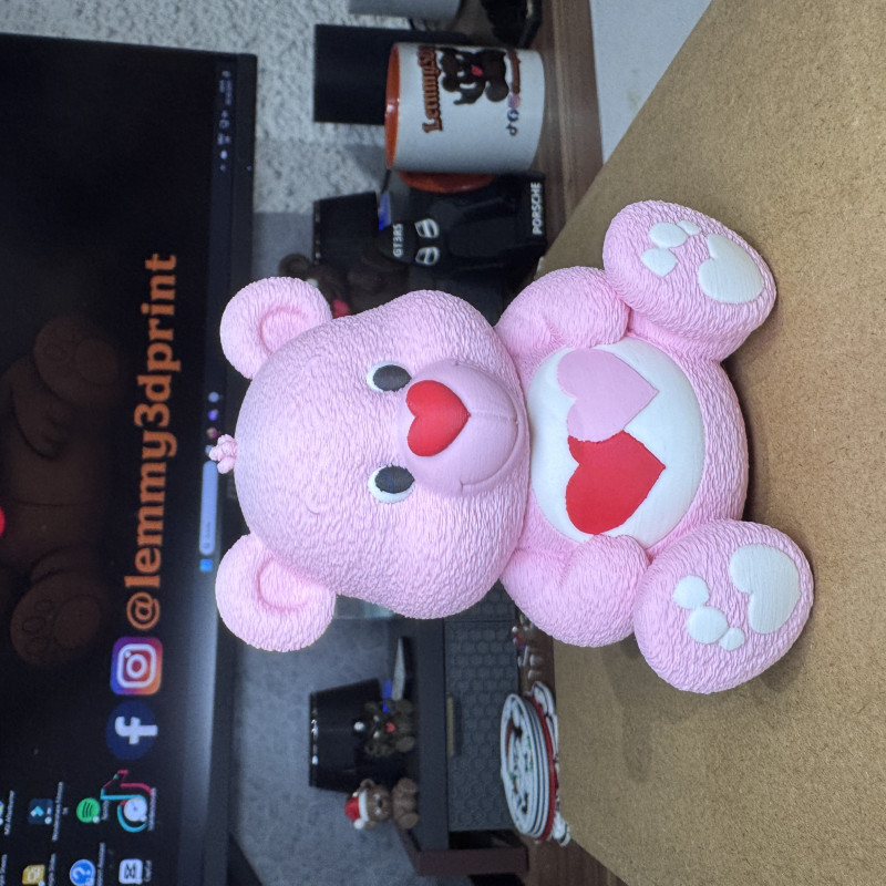Pembe Çift Kalpli Somurtkan Ayı 3D Baskı Modeli
