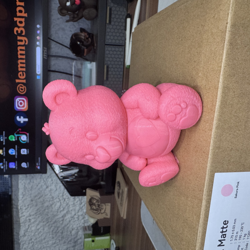 Pembe Çift Kalpli Somurtkan Ayı 3D Baskı Modeli