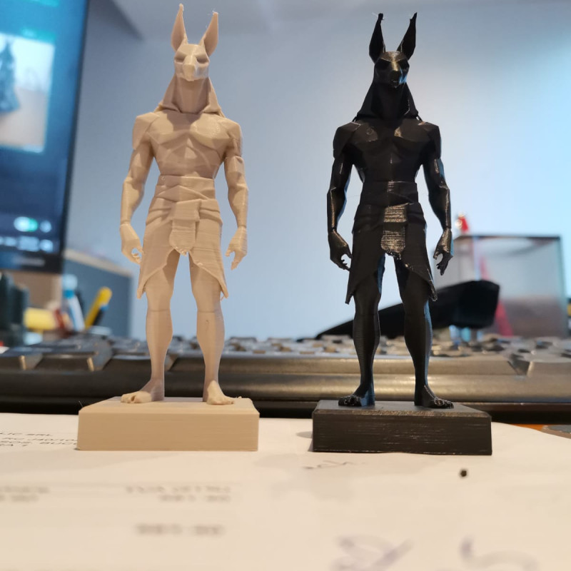 Minimalist Low Poly Anubis Heykeli - 3D Baskı Antik Mısır Dekoru