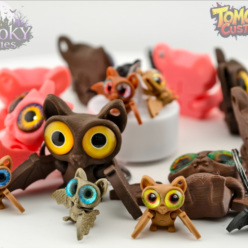 Sevimli Eklemli Yarasa Anahtarlık - 3D Baskı Mini Figür