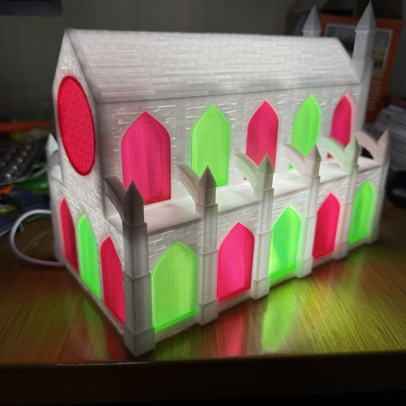 Değiştirilebilir Pencereli Katedral 3D Baskı Dekor - Tatil Temalı