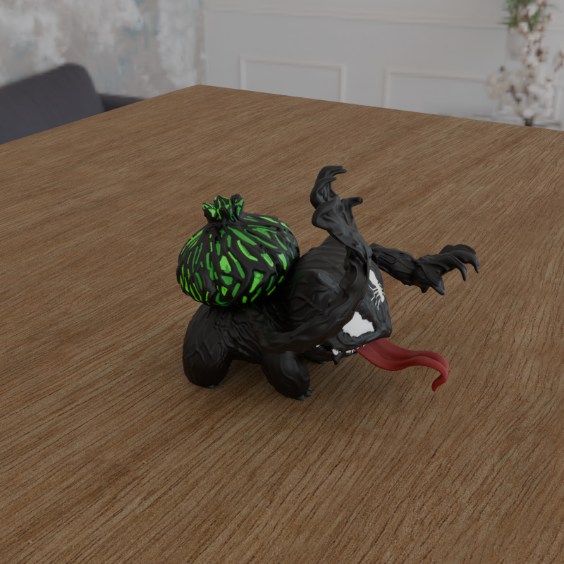 Bulbasaur Venom Versiyonu 3D Baskılı Boyanmış Pokemon Figürü