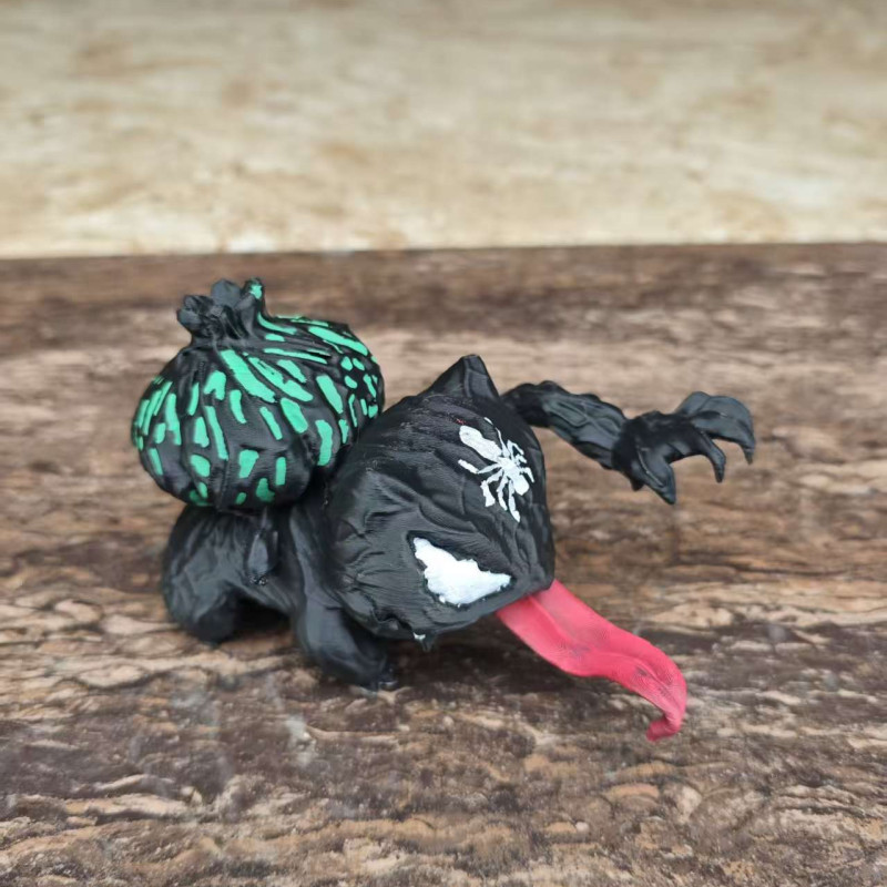 Bulbasaur Venom Versiyonu 3D Baskılı Boyanmış Pokemon Figürü