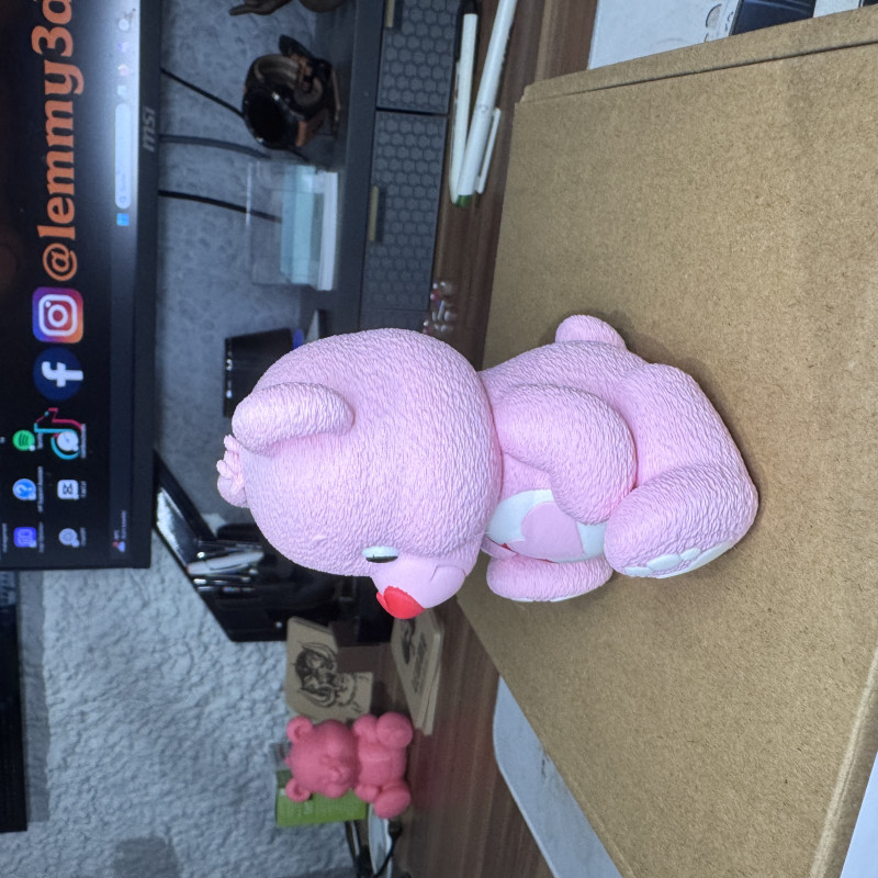 Pembe Çift Kalpli Somurtkan Ayı 3D Baskı Modeli