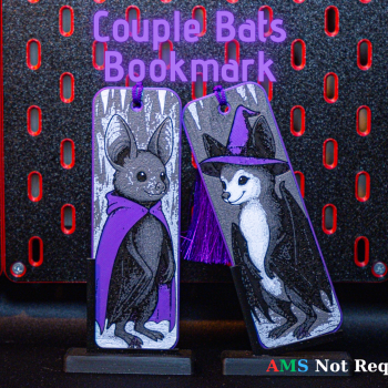 Romantik Yarasa Çifti - Hueforge Kitap Ayracı Seti - 3D Baskılı