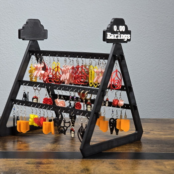 Küpe ve Takı Standı - Döner Çubuklu, Fiyat Etiketli 3D Baskı