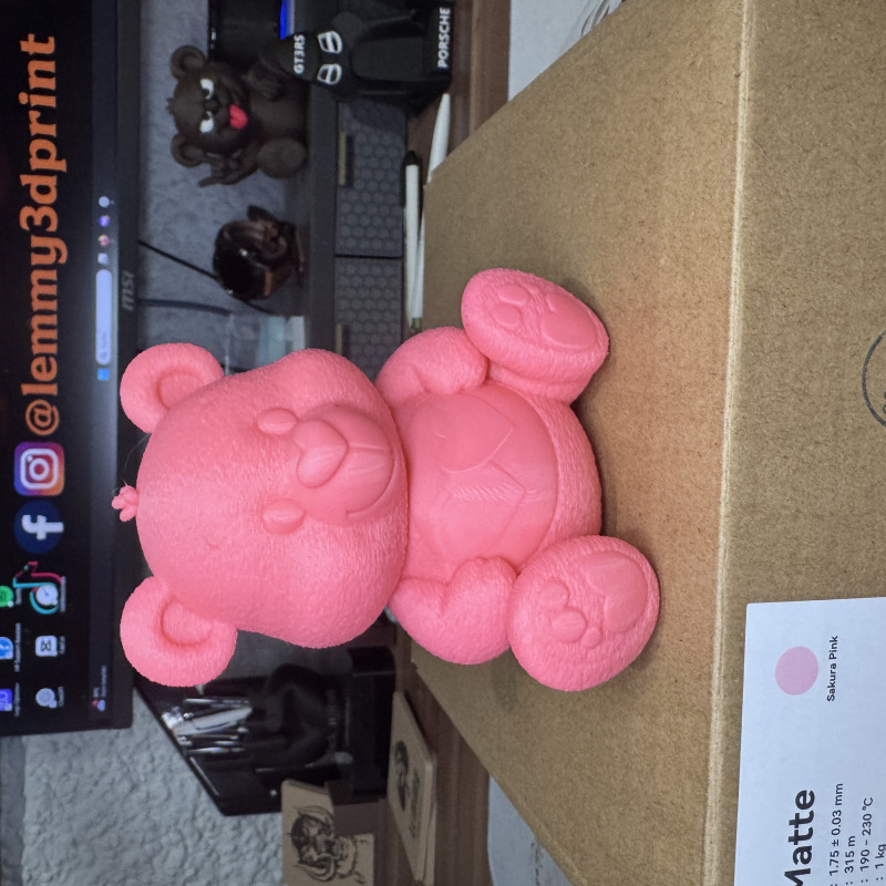 Pembe Çift Kalpli Somurtkan Ayı 3D Baskı Modeli