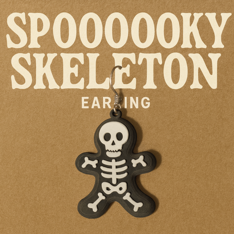 İskelet Küpe - 3D Baskılı Korku Temalı Aksesuar