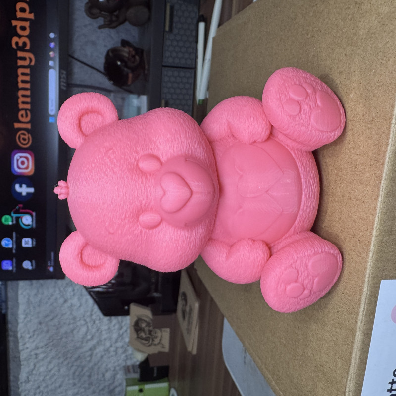Pembe Çift Kalpli Somurtkan Ayı 3D Baskı Modeli