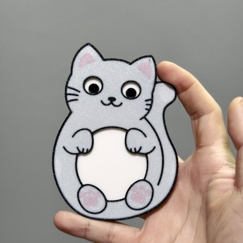 Komik Kedi Göz Oyuncağı - Hareketli Gözler 3D Baskı Anahtarlık