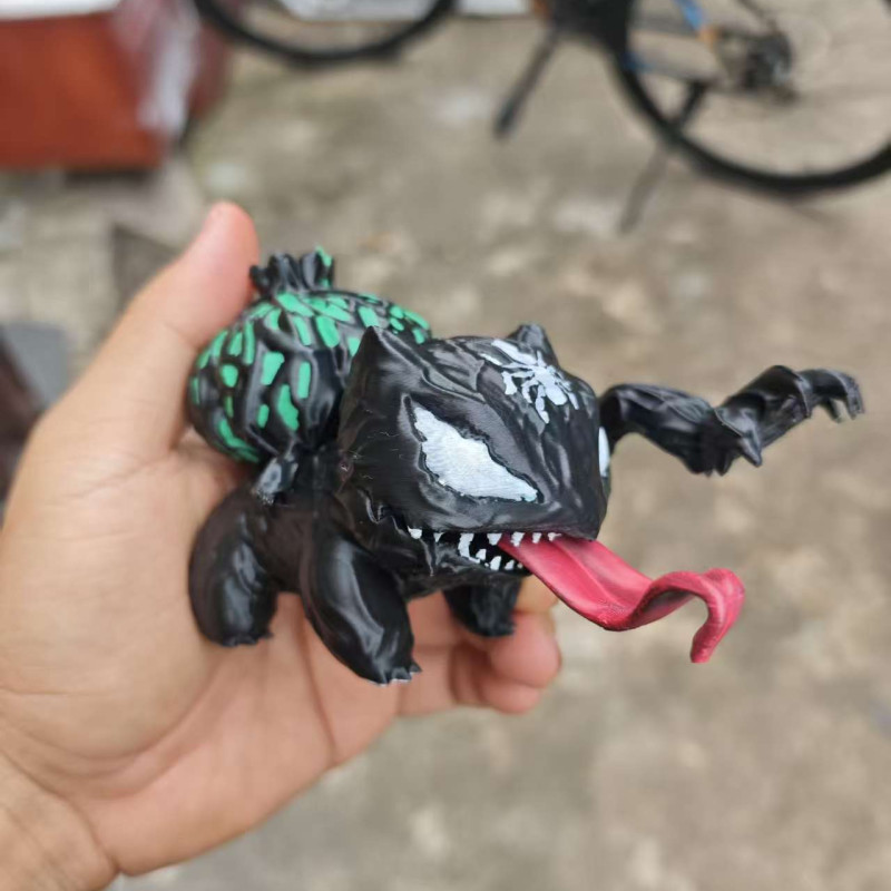 Bulbasaur Venom Versiyonu 3D Baskılı Boyanmış Pokemon Figürü