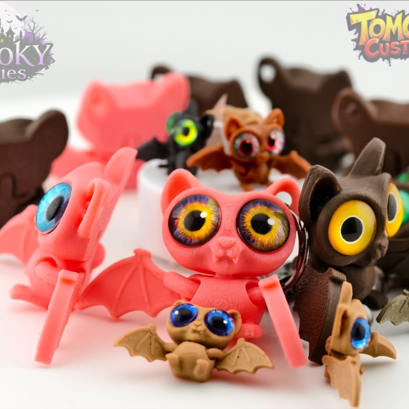 Sevimli Eklemli Yarasa Anahtarlık - 3D Baskı Mini Figür