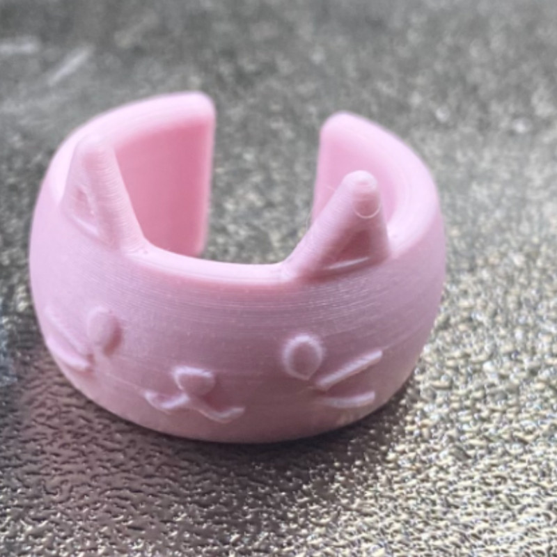 Sevimli Kedi Yüzüklü 3D Baskı Mikro Halka - PLA Esnek Tasarım