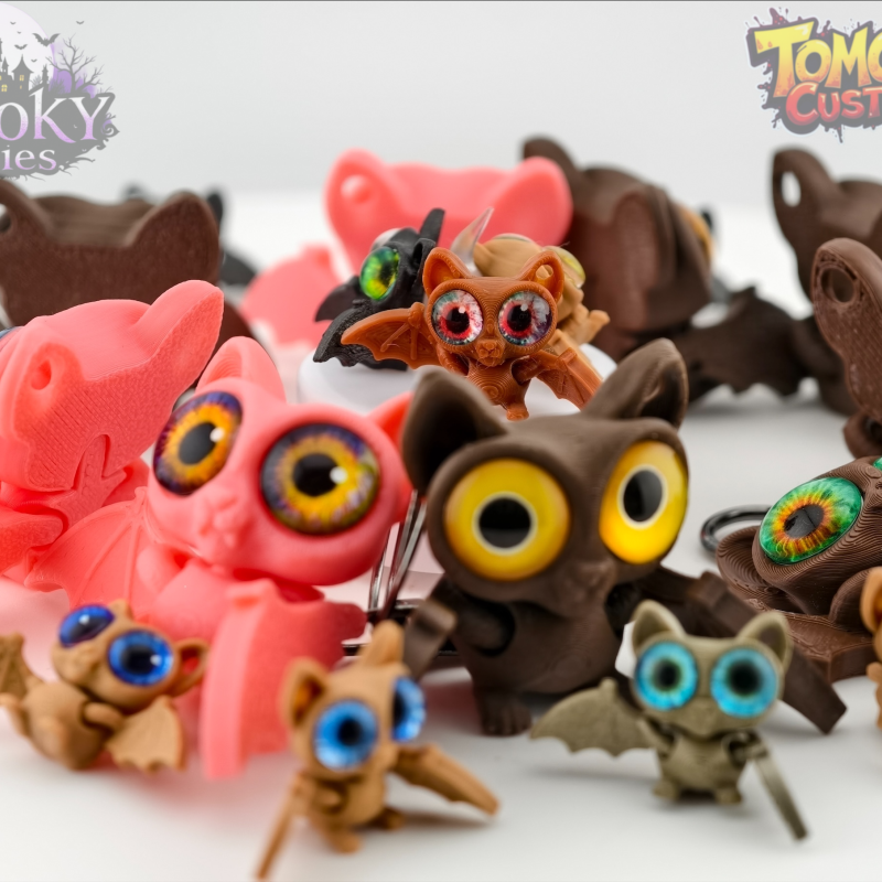 Sevimli Eklemli Yarasa Anahtarlık - 3D Baskı Mini Figür