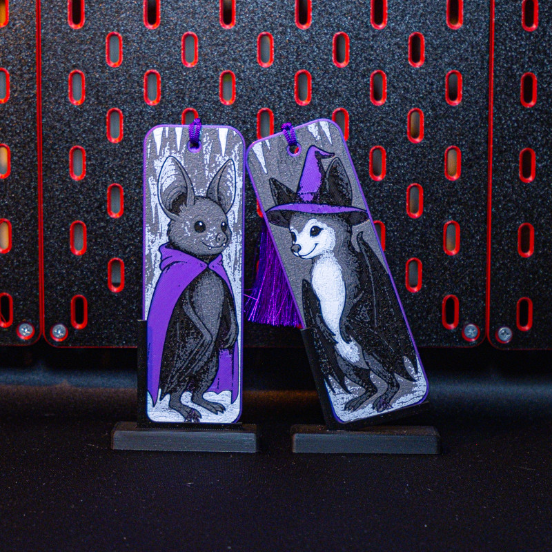 Romantik Yarasa Çifti - Hueforge Kitap Ayracı Seti - 3D Baskılı