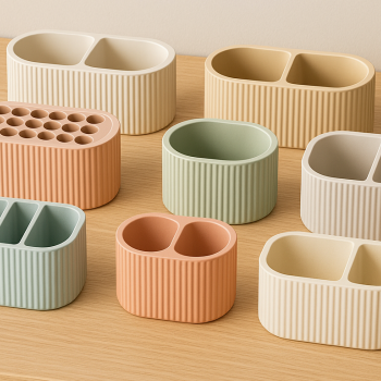 9 Çeşit Kabartmalı Oval Masa Organizatörü - 3D Baskı Ofis Aksesuarı