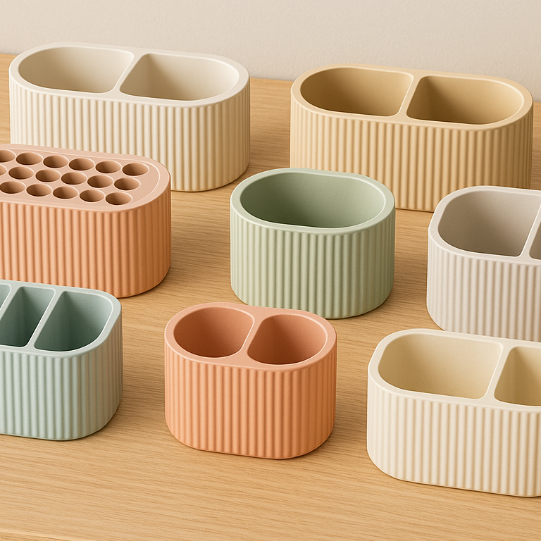 9 Çeşit Kabartmalı Oval Masa Organizatörü - 3D Baskı Ofis Aksesuarı