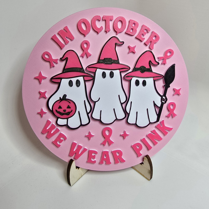 Pembe Farkındalık Duvar Plakası - 3D Baskı Meme Kanseri Sembolü