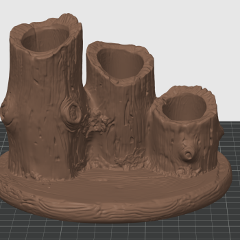 Rustik Ağaç Kütüğü Masa Organizatörü - Doğal Dekoratif 3D Baskı