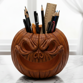 Ürkütücü Kabak Yüz Masa Organizatörü - 3D Baskı Cadılar Bayramı Dekoru