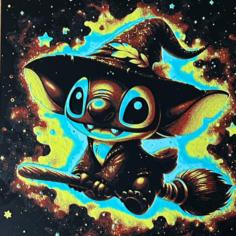 Stitch Renkli 3D Baskı Duvar Dekoru - Hueforge Modeli