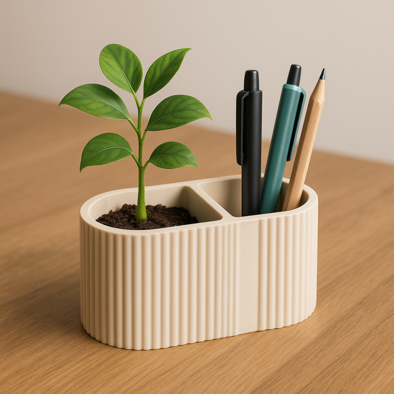 9 Çeşit Kabartmalı Oval Masa Organizatörü - 3D Baskı Ofis Aksesuarı