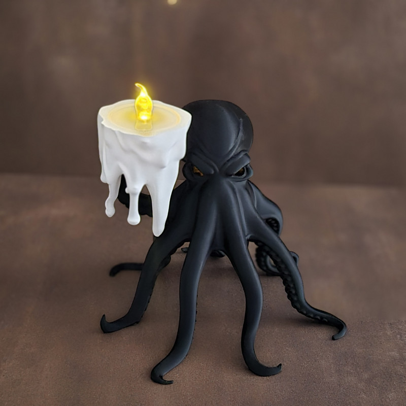 Cadılar Bayramı Ahtapot LED Mumluk - 3D Baskı Dekorasyon