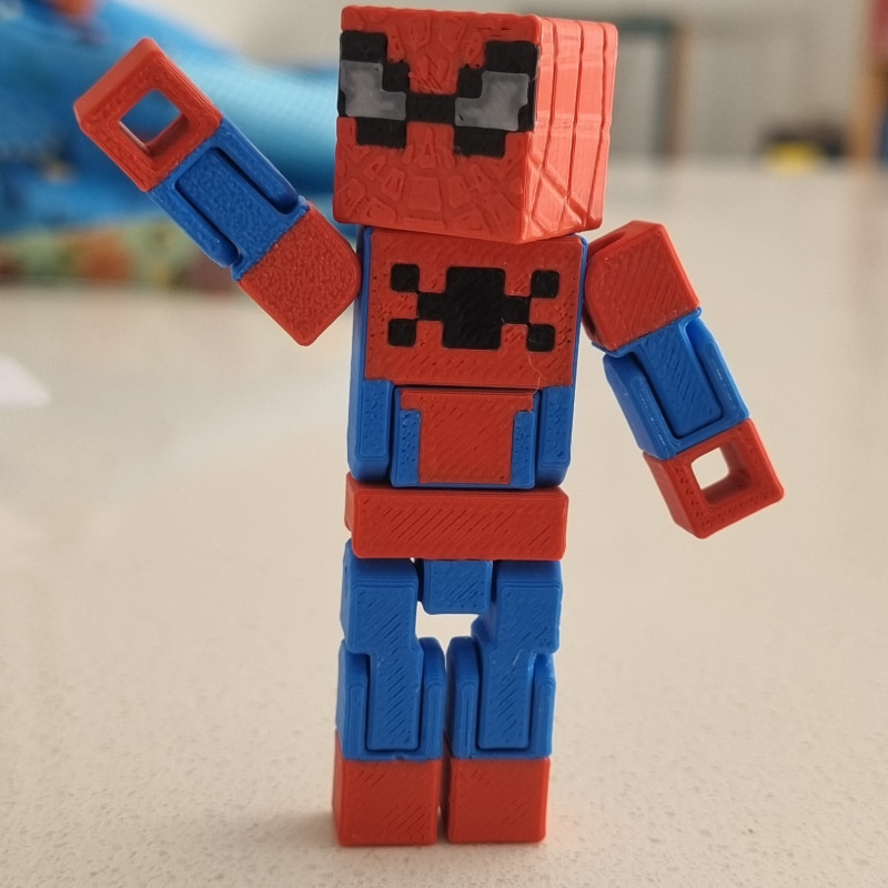 Print-in-Place Spider-Man 3D Baskı Figürü - Minecraft Temalı Hareketli Oyuncak